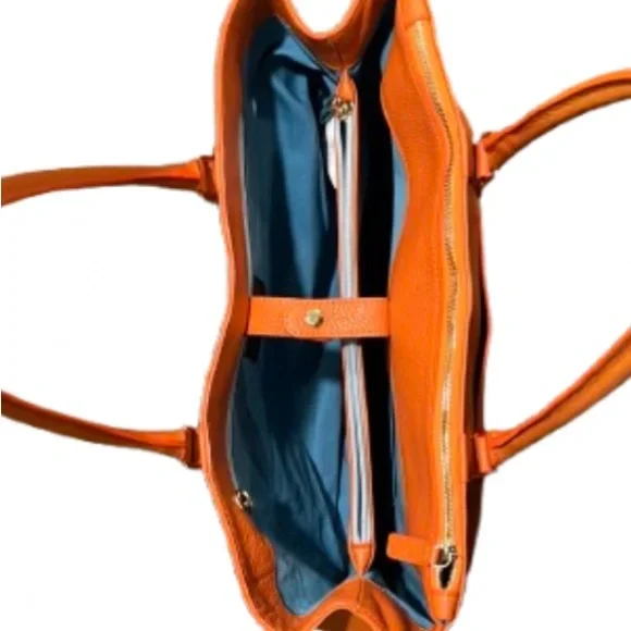 Orange Leather Tote Bag - Picture 8 of 9